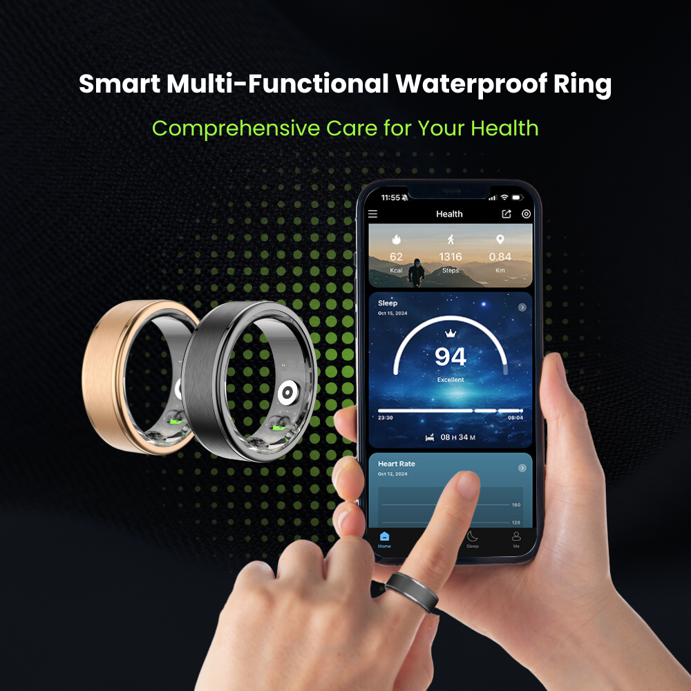 LuuLake Smart Ring RS | Health Monitoring Ring: Heart Rate, Sleep, Fitness Tracking | 5ATM Waterproof | Multiple Sport Modes | Compatible with Android & iOS